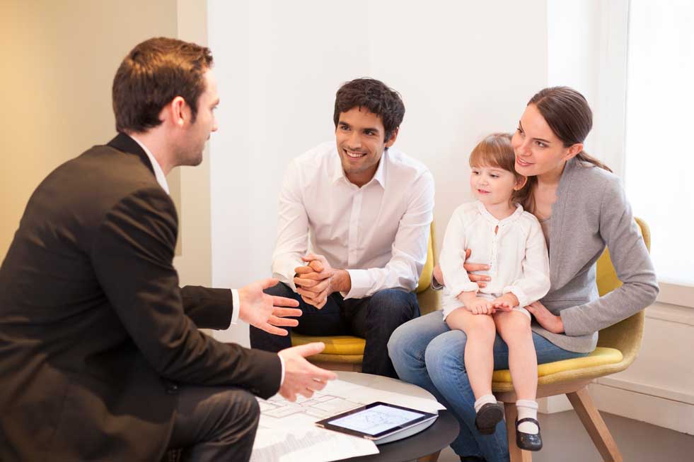 Family in consultation with a lawyer